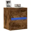 Image de Meuble TV mural avec lumières LED chêne fumé 41x31x45 cm