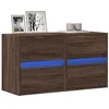 Image de Meubles TV muraux lumières LED 2 pcs chêne marron 41x31x45 cm