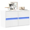 Image de vidaXL Meuble TV mural avec lumières LED blanc 80x31x35 cm, meuble TV suspendu au mur, unité TV flottante, support TV mural, 852285