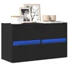 Image de vidaXL Meuble TV mural avec lumières LED noir 80x31x35 cm, meuble TV suspendu au mur, unité TV flottante, support TV mural, 852286