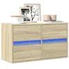 Image de vidaXL Meuble TV mural avec lumières LED chêne sonoma 80x31x35 cm, meuble TV suspendu au mur, unité TV flottante, support TV 852287
