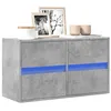 Image de vidaXL Meuble TV mural avec lumières LED gris béton 80x31x35 cm, meuble TV suspendu au mur, unité TV flottante, support TV 852288