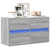 Image de vidaXL Meuble TV mural avec lumières LED sonoma gris 80x31x35 cm, meuble TV suspendu au mur, unité TV flottante, support TV 852290