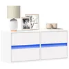Image de vidaXL Meuble TV mural avec lumières LED blanc 100x31x35 cm, meuble TV suspendu au mur, unité TV flottante, support TV 852292
