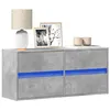 Image de vidaXL Meuble TV mural avec lumières LED gris béton 100x31x35 cm, meuble TV suspendu au mur, unité TV flottante, support TV 852295