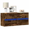 Image de Meuble TV mural avec lumières LED chêne fumé 100x31x45 cm
