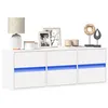 Image de vidaXL Meuble TV mural avec lumières LED blanc 130x31x35 cm, meuble TV suspendu au mur, unité TV flottante, support TV 852299
