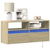 Image de vidaXL Meuble TV mural avec lumières LED chêne sonoma 100x31x45 cm 852336