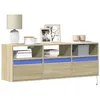 Image de vidaXL Meuble TV mural avec lumières LED chêne sonoma 130x31x45 cm 852343