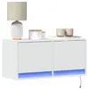 Image de vidaXL Meuble TV mural avec lumières LED blanc 80x31x35 cm, meuble TV suspendu au mur, unité TV flottante, support TV mural, 852355