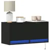 Image de vidaXL Meuble TV mural avec lumières LED noir 80x31x35 cm, meuble TV suspendu au mur, unité TV flottante, support TV mural, 852356
