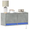 Image de vidaXL Meuble TV mural avec lumières LED gris béton 80x31x35 cm, meuble TV suspendu au mur, unité TV flottante, support TV 852358