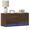 Image de Meuble TV mural avec lumières LED chêne marron 80x31x35 cm