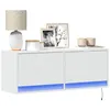 Image de vidaXL Meuble TV mural avec lumières LED blanc 100x31x35 cm, meuble TV suspendu au mur, unité TV flottante, support TV 852362