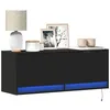 Image de vidaXL Meuble TV mural avec lumières LED noir 100x31x35 cm, meuble TV suspendu au mur, unité TV flottante, support TV mural, 852363