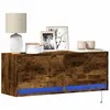 Image de Meuble TV mural avec lumières LED chêne fumé 100x31x35 cm