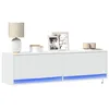 Image de vidaXL Meuble TV mural avec lumières LED blanc 140x31x38 cm, meuble TV suspendu au mur, unité TV flottante, support TV 852369