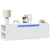 Image de vidaXL Meuble TV mural avec lumières LED blanc 135x31x39,5 cm, meuble TV suspendu au mur, unité TV flottante, support TV 852383