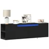 Image de vidaXL Meuble TV mural avec lumières LED noir 135x31x39,5 cm, meuble TV suspendu au mur, unité TV flottante, support TV 852384