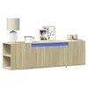 Image de vidaXL Meuble TV mural avec lumières LED chêne sonoma 135x31x39,5 cm, meuble TV suspendu au mur, unité TV flottante, support 852385
