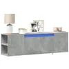 Image de vidaXL Meuble TV mural avec lumières LED gris béton 135x31x39,5 cm, meuble TV suspendu au mur, unité TV flottante, support 852386