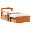 Image de vidaXL Bedframe met hoofdbord massief grenenhout wasbruin 100x200 cm3306350