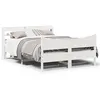 Image de vidaXL Cadre de lit et tête de lit blanc 140x190 cm bois de pin massif, sommier, cadre de lit double, cadre de lit en bois 3307057
