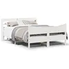 Image de vidaXL Cadre de lit avec tête de lit blanc 135x190 cm bois pin massif, sommier, cadre de lit double, cadre de lit en bois 3307060