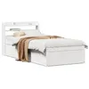 Image de vidaXL Cadre de lit avec tête de lit blanc 90x190cm bois de pin massif, meuble de chambre à coucher, sommier, lit en bois, 3307105