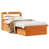 Image de vidaXL Cadre de lit avec tête de lit cire marron 75x190 cm bois de pin, meuble de chambre à coucher, sommier, lit en bois, 3307109