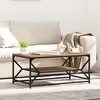 Image de Table basse avec étagère en chêne artisan, 90x50x40 cm, en bois d ingénierie