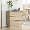 Image de Table de chevet avec LED en chêne Sonoma 71x34,5x75 cm en bois aggloméré