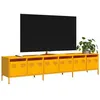 Image de vidaXL Meuble TV jaune moutarde 202x39x43,5 cm acier laminé à froid, banc TV, meuble métallique, meuble multimédia, buffet 3307152