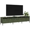 Image de vidaXL Meuble TV vert olive 202x39x43,5 cm acier laminé à froid, banc TV, meuble métallique, meuble multimédia, buffet TV, 3307153