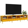 Image de vidaXL Meuble TV jaune moutarde 202x39x43,5 cm acier laminé à froid, banc TV, meuble métallique, meuble multimédia, buffet 3307158