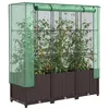 Image de Jardinière surélevée avec housse aspect rotin 120x40x138 cm