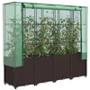Image de Jardinière surélevée avec housse aspect rotin 160x40x153 cm
