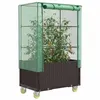 Image de Jardinière surélevée avec housse et roues aspect rotin