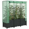 Image de Jardinière surélevée avec housse aspect rotin 120x40x138 cm
