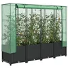 Image de Jardinière surélevée avec housse aspect rotin 160x40x138 cm