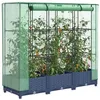 Image de vidaXL Jardinière surélevée avec housse aspect rotin 120x40x123 cm, jardinière surélevée de jardin, bac à fleurs surélevé, 4015825