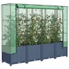Image de Jardinière surélevée avec housse aspect rotin 160x40x138 cm