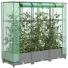 Image de Jardinière surélevée avec housse aspect rotin 120x40x123 cm