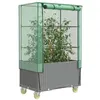 Image de Jardinière surélevée avec housse et roues aspect rotin