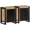 Image de vidaXL Tables de chevet 2 pcs bois de manguier massif brut, armoire de chevet, armoire de lit, table d'appoint pour chambre 4013564