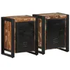Image de vidaXL Tables de chevet 2 pcs multicolore bois massif de manguier brut, armoire de chevet, armoire de lit, table d'appoint 4013566