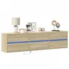 Image de vidaXL Meuble TV mural avec LED chêne sonoma 180x31x45 cm, meuble TV flottant, meuble multimédia mural, unité TV murale, 3307935