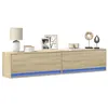 Image de vidaXL Meuble TV mural avec LED chêne sonoma 180x31x38 cm 3307949