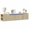 Image de vidaXL Meuble TV mural avec LED chêne sonoma 180x31x39,5 cm, meuble TV flottant, meuble multimédia mural, unité TV murale, 3307956