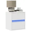 Image de vidaXL Tables de chevet murales avec lumières LED 2 pcs blanc, table de chevet flottante, support de téléphone, meuble de 3307962